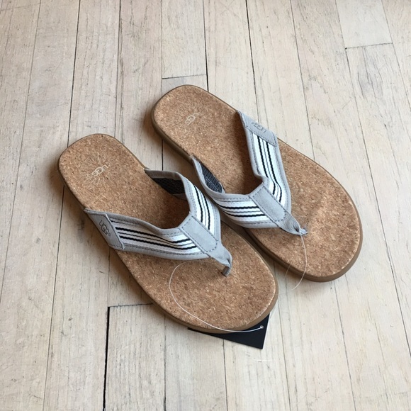 UGG | Men’s Seaside Striped Cork Flip Flops - Picture 2 of 8